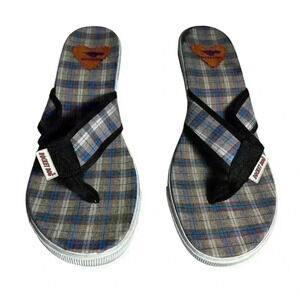 Rocket Dog Plaid Wedge Thong Sandals Size 10 Flip Flops